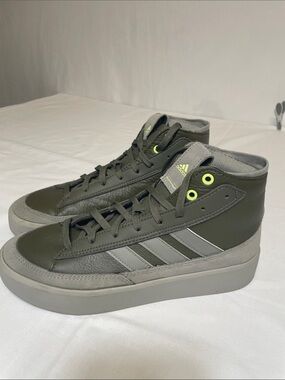 adidas ZNSORED Hi shoes in an olive strata colorway. Pebbled leather W8 NWOT